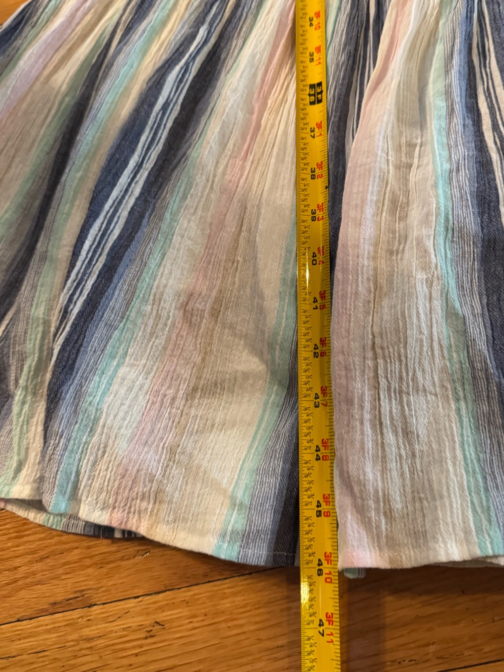 En Crème Cotton Gauze Halter Maxi Dress M Pastel Stripe Tiered Boho Beach C2 - Picture 9 of 12